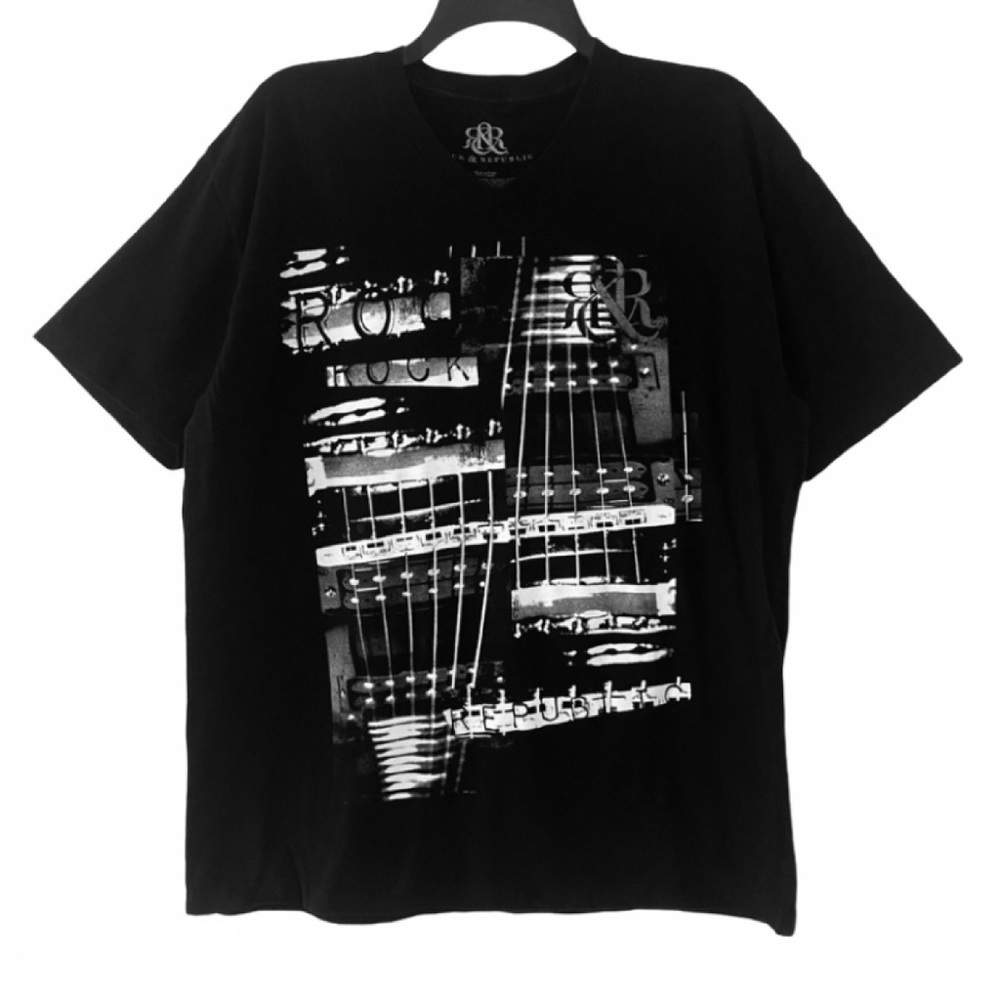 Rock & Republic Mens X-Large Black Graphic T-Shirt